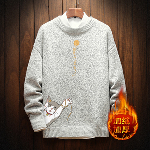 电商A040A-M19013加绒款-P65 秋冬加绒宽松毛衣男线衫图片