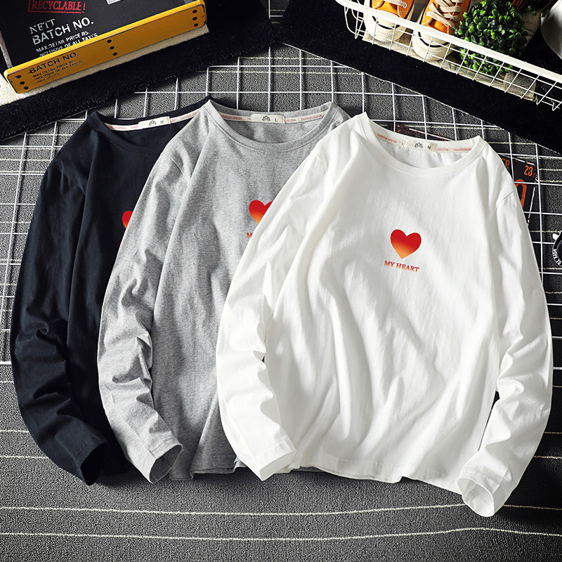 TX3010-P25 小清新爱心印花长袖t恤加肥加大码男胖子上衣服图片