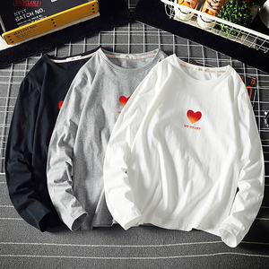 TX3010-P25 小清新爱心印花长袖t恤加肥加大码男胖子上衣服图片
