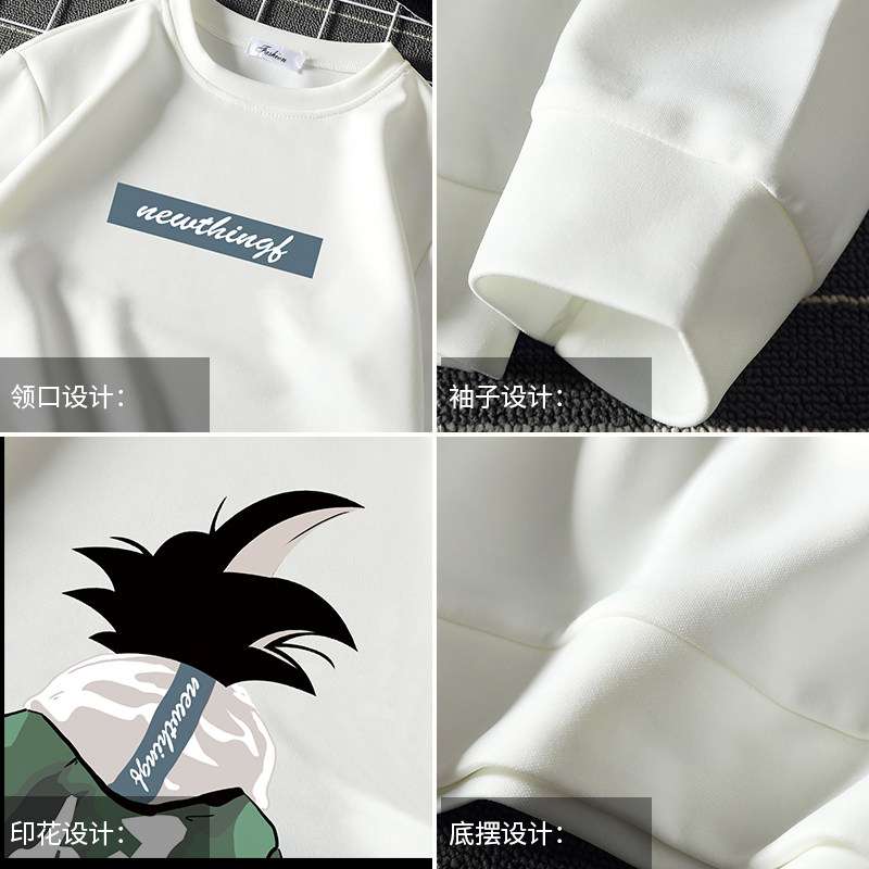 T4005-P25悟空印花圆领长袖t恤男大码胖子男卫衣打底衫外套,男装卫衣,电商A040A