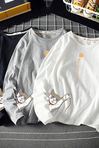 TX3013-P25 猫咪卡通印花长袖t恤加肥加大码男胖子打底衫图片