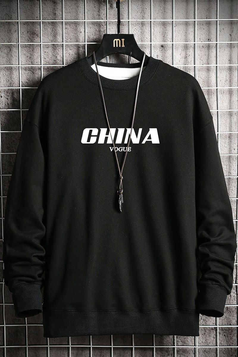 S6001-P35china字母印花圆领套头卫衣男胖人大码棒球服外套,男装卫衣,电商A040A