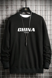 S6001-P35 china字母印花圆领套头卫衣男胖人大码棒球服外套图片