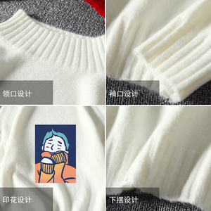 M18042加绒款-P65 半高领加厚加绒毛衣男大码胖子针织衫保暖外套图片