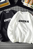 T4001-P25字母印花帅气百搭长袖t恤男大码胖子卫衣薄外套，男装卫衣，电商A040A