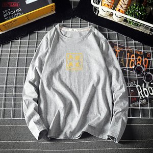 电商A040A-TX3019-P25 无欲无求汉字印花长袖t恤加肥加大码上衣服图片