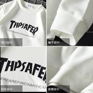 T4007-P25 嘻哈潮牌字母印花长袖t大码男胖子体恤上衣服卫衣图片