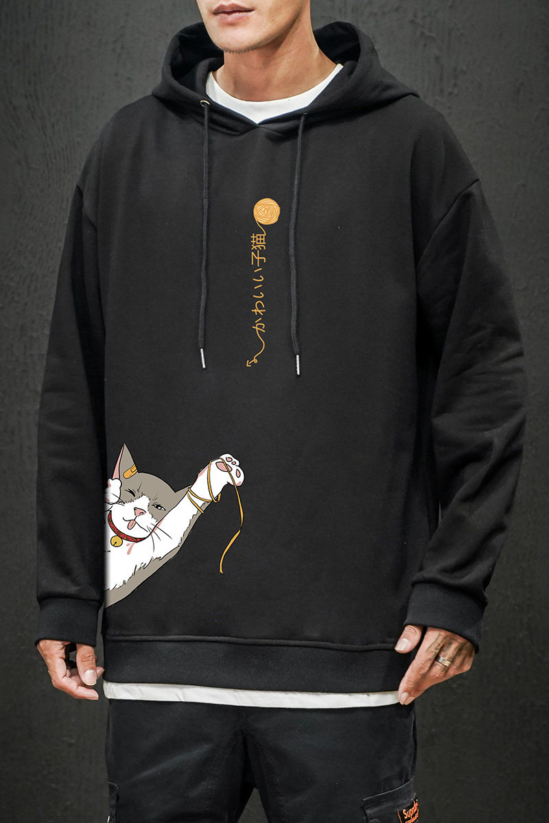 电商A040A-WY2013-P40猫咪印花青少年学生大码卫衣男潮胖子男,男装卫衣,电商A040A