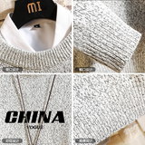 M19001加绒款-P65秋冬季加厚加绒毛衣男大码宽松休闲针织衫外套，男装针织衫/毛衣，电商A040A