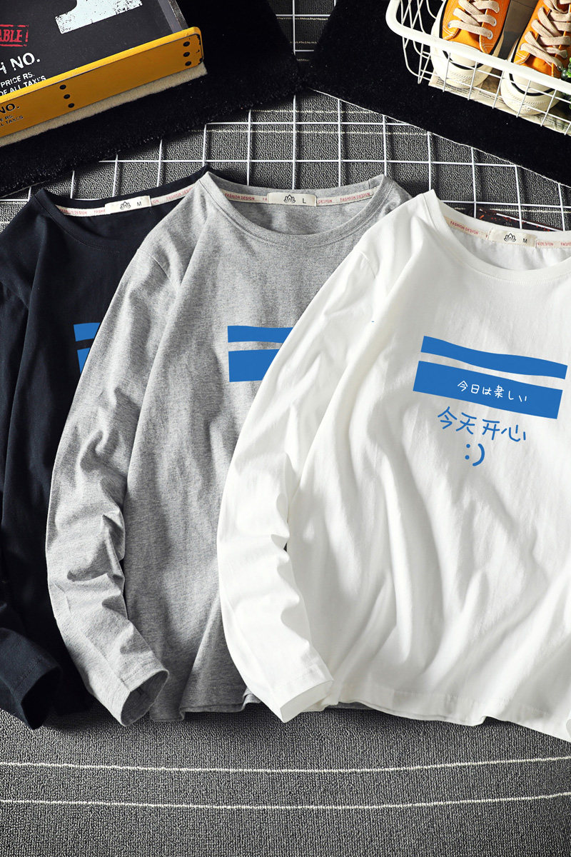 电商A040A-TX3033-P25纯简约印花长袖t恤加肥加大码男胖子,男装T恤,电商A040A