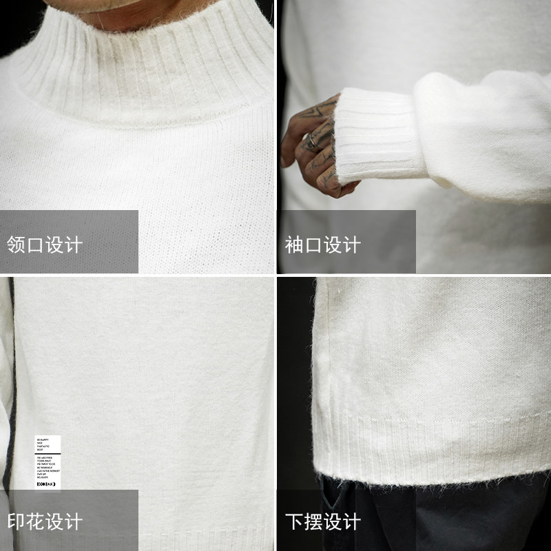 M18045加绒款-P65半高领加厚加绒毛衣男大码胖子针织衫保暖外套,男装针织衫/毛衣,电商A040A