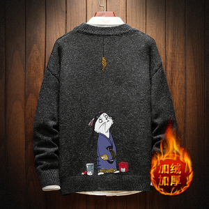 电商A040A-M19014加绒款-P65 秋冬加绒宽松毛衣男线衫图片