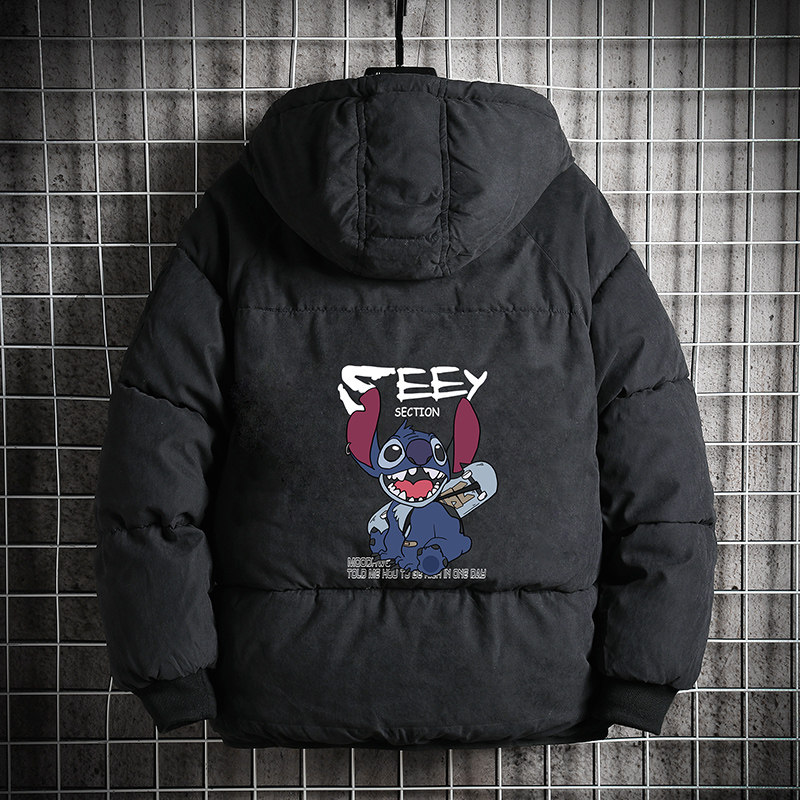 MY16038-P100史迪仔卡通加厚加绒面包服加肥加大码男青少年胖子,男装棉衣,电商A040A