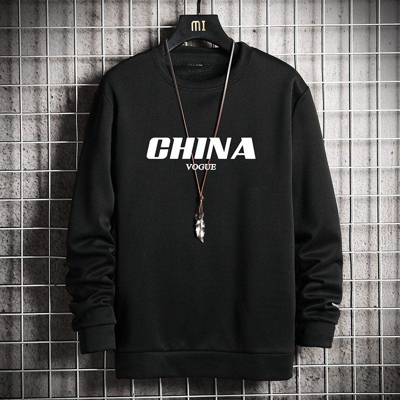 T4001-P25字母印花帅气百搭长袖t恤男大码胖子卫衣薄外套,男装卫衣,电商A040A