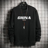 T4001-P25字母印花帅气百搭长袖t恤男大码胖子卫衣薄外套，男装卫衣，电商A040A