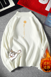 M18013加绒款-P65 半高领加厚加绒毛衣男大码胖子针织衫保暖外套图片