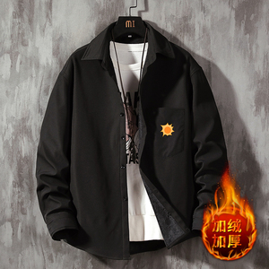 CS15018加绒款P55加厚加绒衬衫男保暖衬衣长袖寸衫上衣服外套