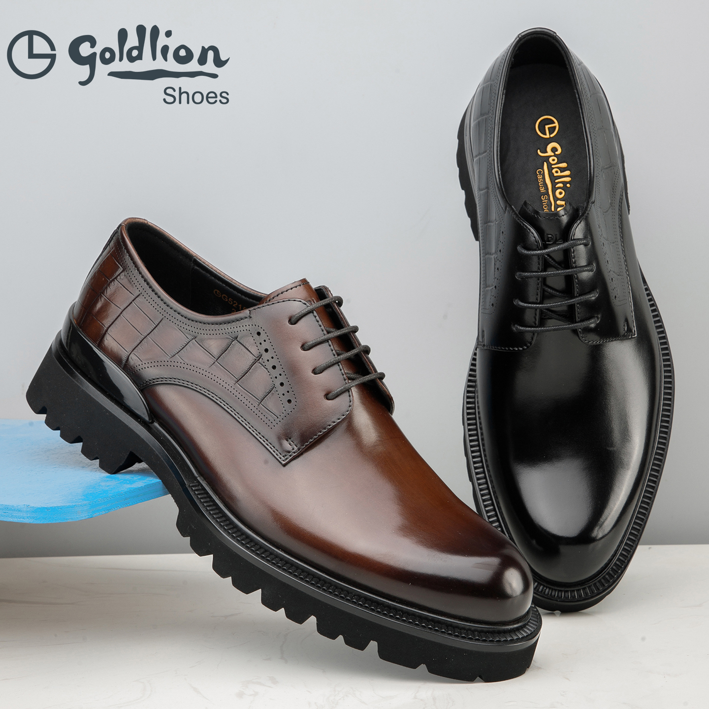 金利来男鞋休闲鞋真皮大头软面厚底轻便时尚擦色商务正装男士皮鞋