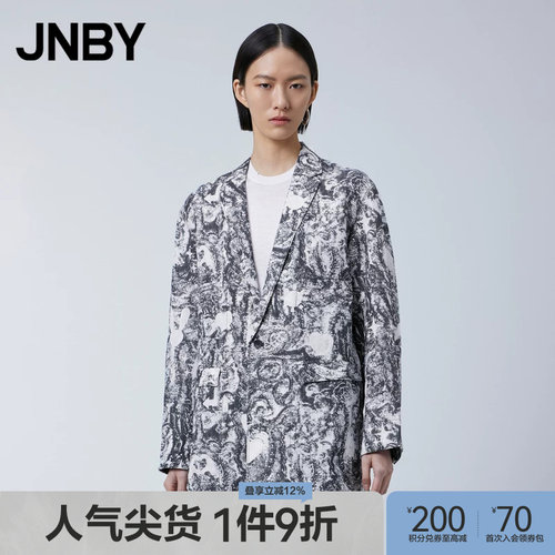 JNBY江南布衣印花亚麻西装
