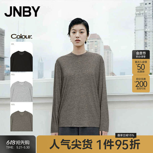 【秋冬上新】JNBY/江南布衣25冬新品T恤宽松圆领长袖5P0115330