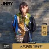 印花宽松长袖 JNBY 江南布衣折扣春夏衬衫 复古氛围感八芒星衬衣女