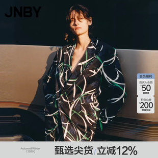 JNBY 宽松一粒扣 江南布衣折扣春夏灯芯绒西服女印花翻领西装