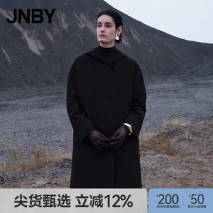 江南布衣25冬新品 商场同款 JNBY 连帽5PB814250 呢大衣宽松长袖