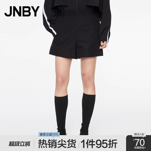 江南布衣折扣春夏短裤 JNBY 100%棉宽松水洗牛仔拼接简约通勤女