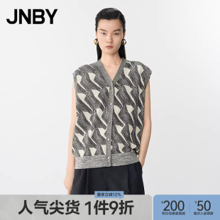 江南布衣春夏毛衫 早春上新 JNBY 开襟休闲女5P4314500 V领无袖