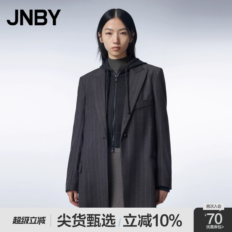 JNBY/江南布衣秋冬毛呢西服含羊绒修身长款OL风通勤西装外套女