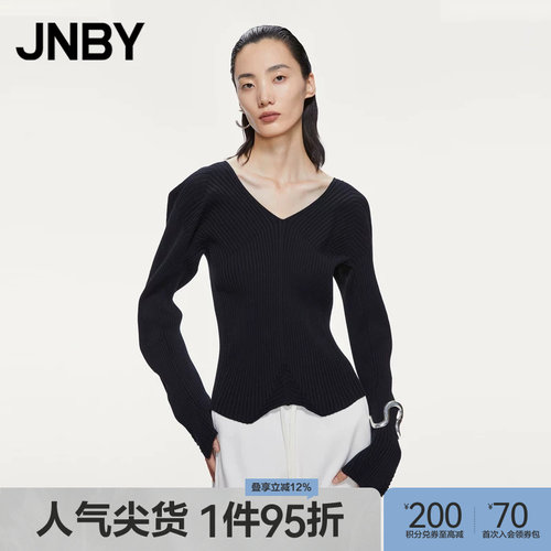 修身V领毛针织衫JNBY/江南布衣