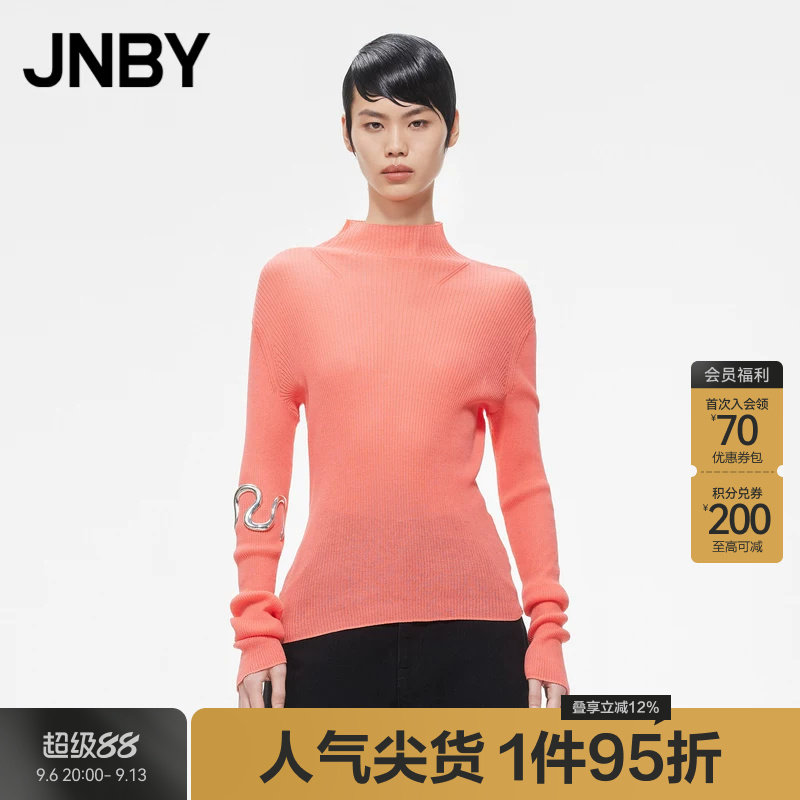 JNBY/江南布衣折扣春夏长袖毛衫针织衫套头修身半高领打底衫女