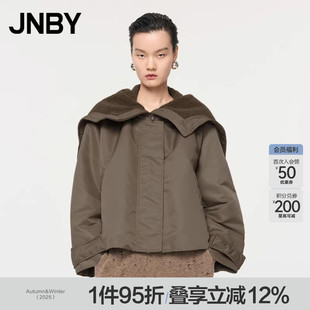 连帽羽绒服宽松休闲短款 江南布衣冬季 JNBY 翻领外套 90%白鸭绒