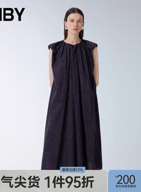 JNBY/江南布衣夏季女装连衣裙A字纯棉宽松圆领无袖通勤5O4G13990