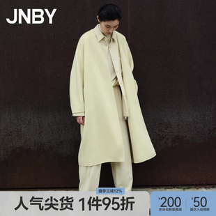 JNBY 含羊绒V领宽松休闲双面呢大衣 江南布衣秋冬毛呢外套女长款