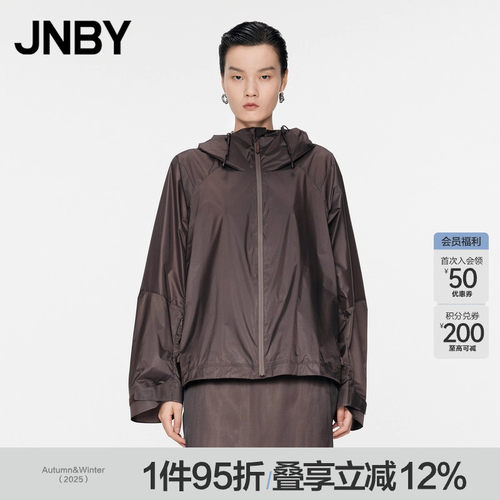 【防泼水】JNBY/江南布衣春秋连帽夹克风衣外套插肩袖5O9614720