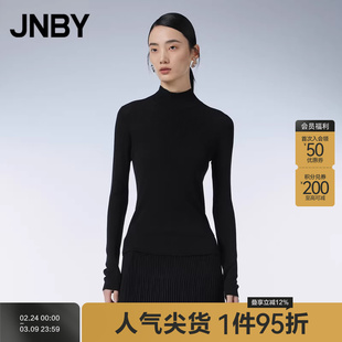 JNBY/江南布衣春季女装毛针织衫修身长袖高领纯色简约内搭毛衫