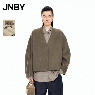 【秋冬上新】JNBY/江南布衣25冬新品呢大衣宽松无领长袖5PA810550