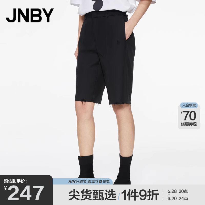 [淘宝专供] JNBY/江南布衣春夏西装裤女短款直筒阔腿中裤通勤