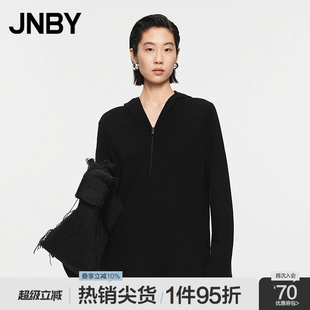 JNBY 5O8312380 江南布衣春针织衫 女美丽诺羊毛连帽套头柔软毛衫
