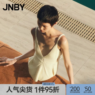 背心简约通勤修身 吊带上衣 江南布衣折扣春夏针织V领短款 JNBY