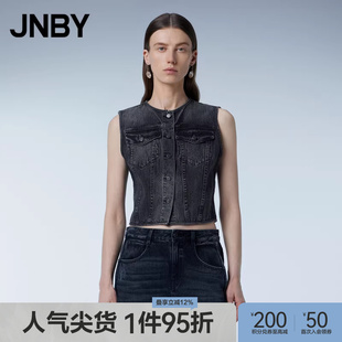 背心牛仔纯棉修身 女装 江南布衣春季 马甲 气质个性 短款 无袖 JNBY