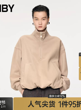 JNBY/江南布衣秋冬卫衣宽松立领摇粒绒抽绳套头上衣休闲5OB415830