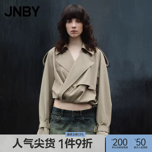 风衣外套女休闲夹克复古宽松长袖 通勤上衣 江南布衣春秋短款 JNBY