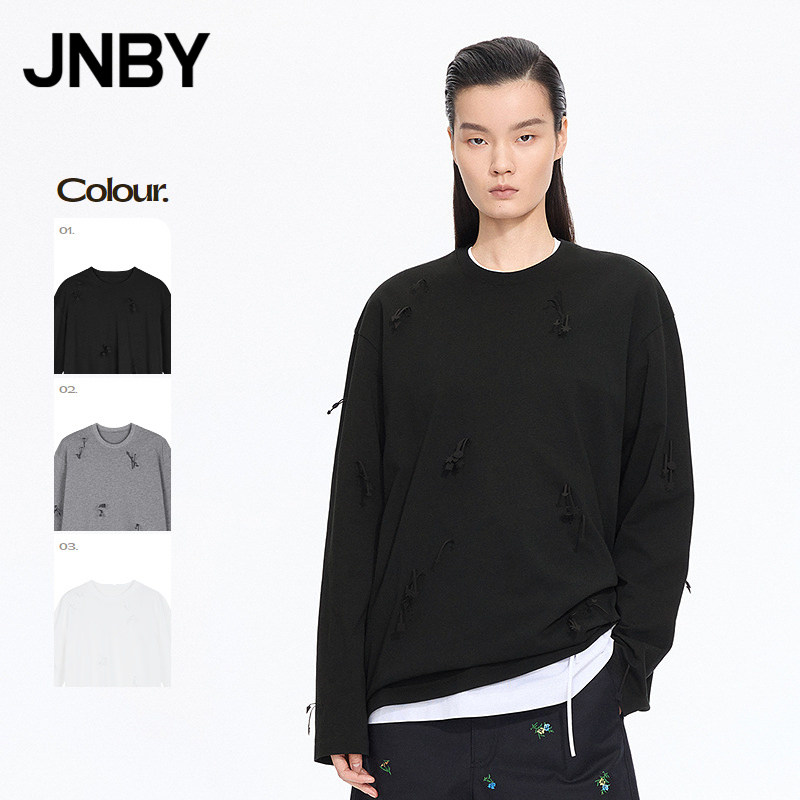 JNBY/江南布衣26春女T恤宽松圆领长袖上装设计感气质5Q2113080图片