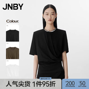 JNBY 江南布衣25夏T恤短袖 女圆领简约通勤5P4114100 早春上新