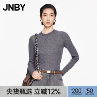 长袖 JNBY 江南布衣春秋绵羊毛针织打底衫 圆领修身 5O8310960 毛衫