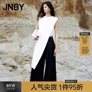 连衣裙无袖 女装 开衩纯棉T恤裙女通勤5O6G11390 江南布衣夏季 JNBY