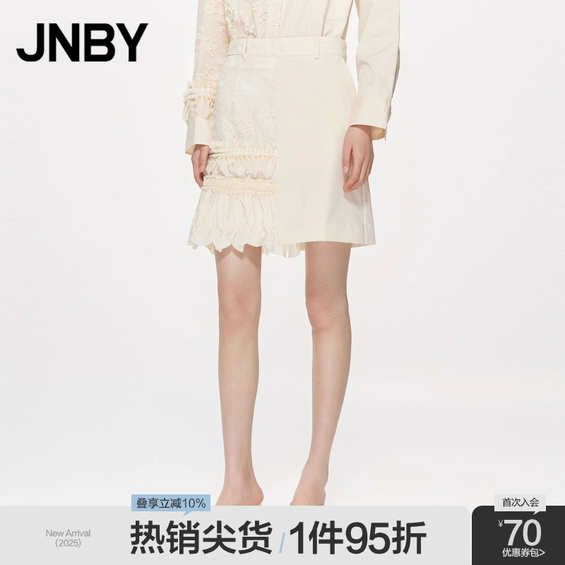 简约蕾丝拼接宽松女A型短裙