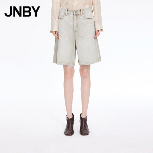 【季末折扣】JNBY/江南布衣26夏新品中裤女牛仔直筒裤5Q4E12530